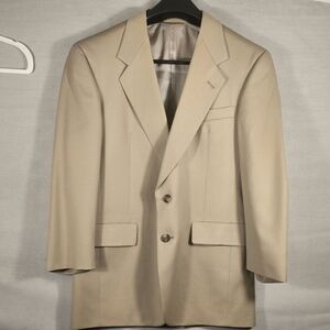 Hart Schaffner Marx Blazer Men's 41R Wool Beige‎ Sports Coat Gold Trumpeter
